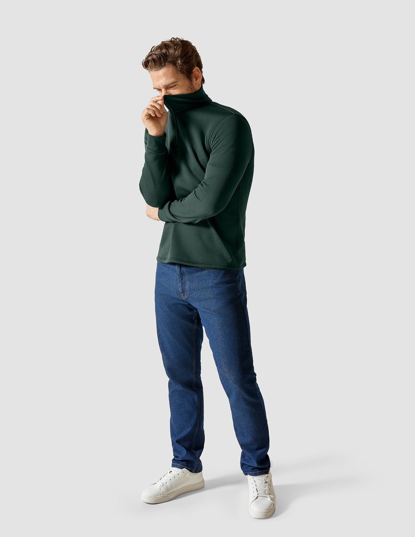 Tech Wool Half Zip Forest Green